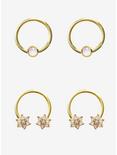 Steel Gold Opalescent Captive Hoop & Circular Barbell 4 Pack, GOLD, hi-res