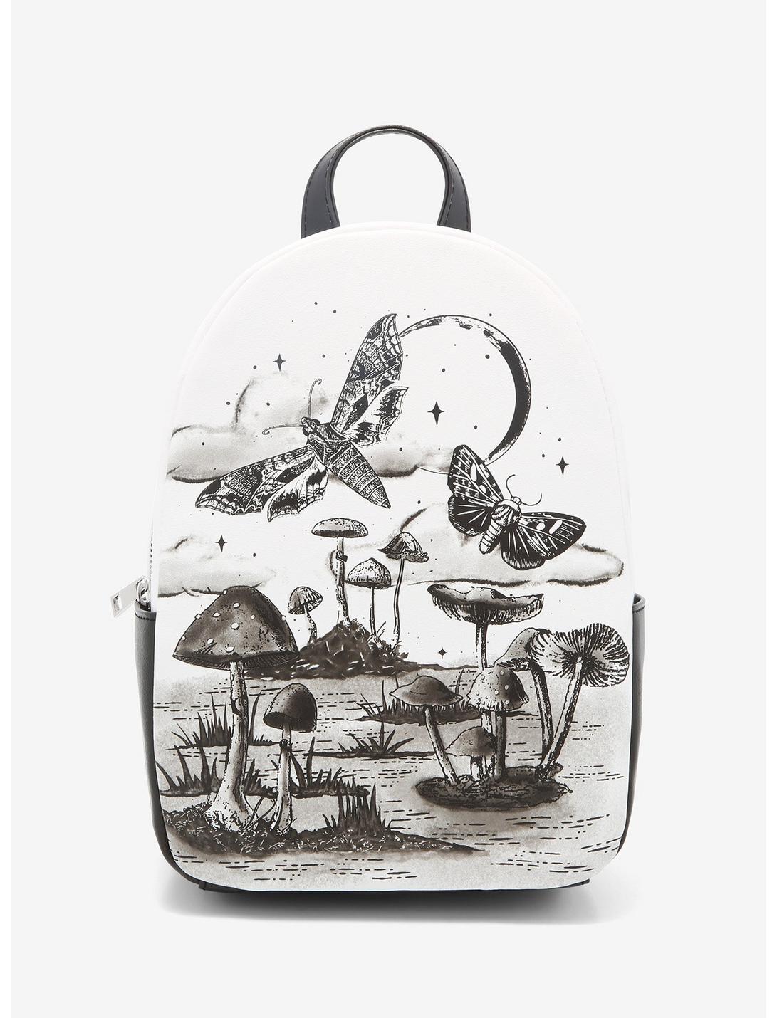 Black & White Mushroom Moth Mini Backpack, , hi-res