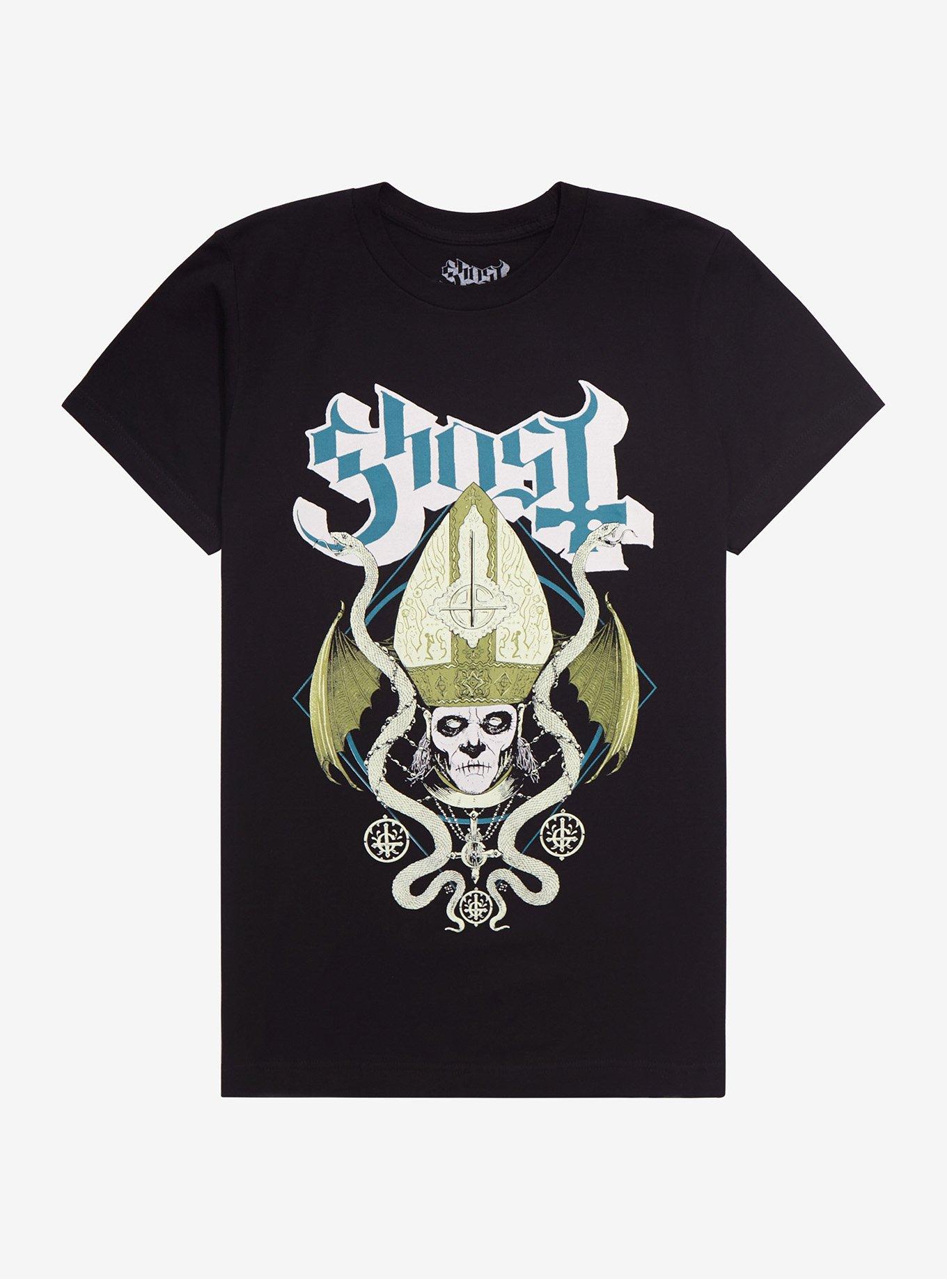 Ghost Papa Emeritus IV & Serpents Boyfriend Fit Girls T-Shirt, BLACK, hi-res