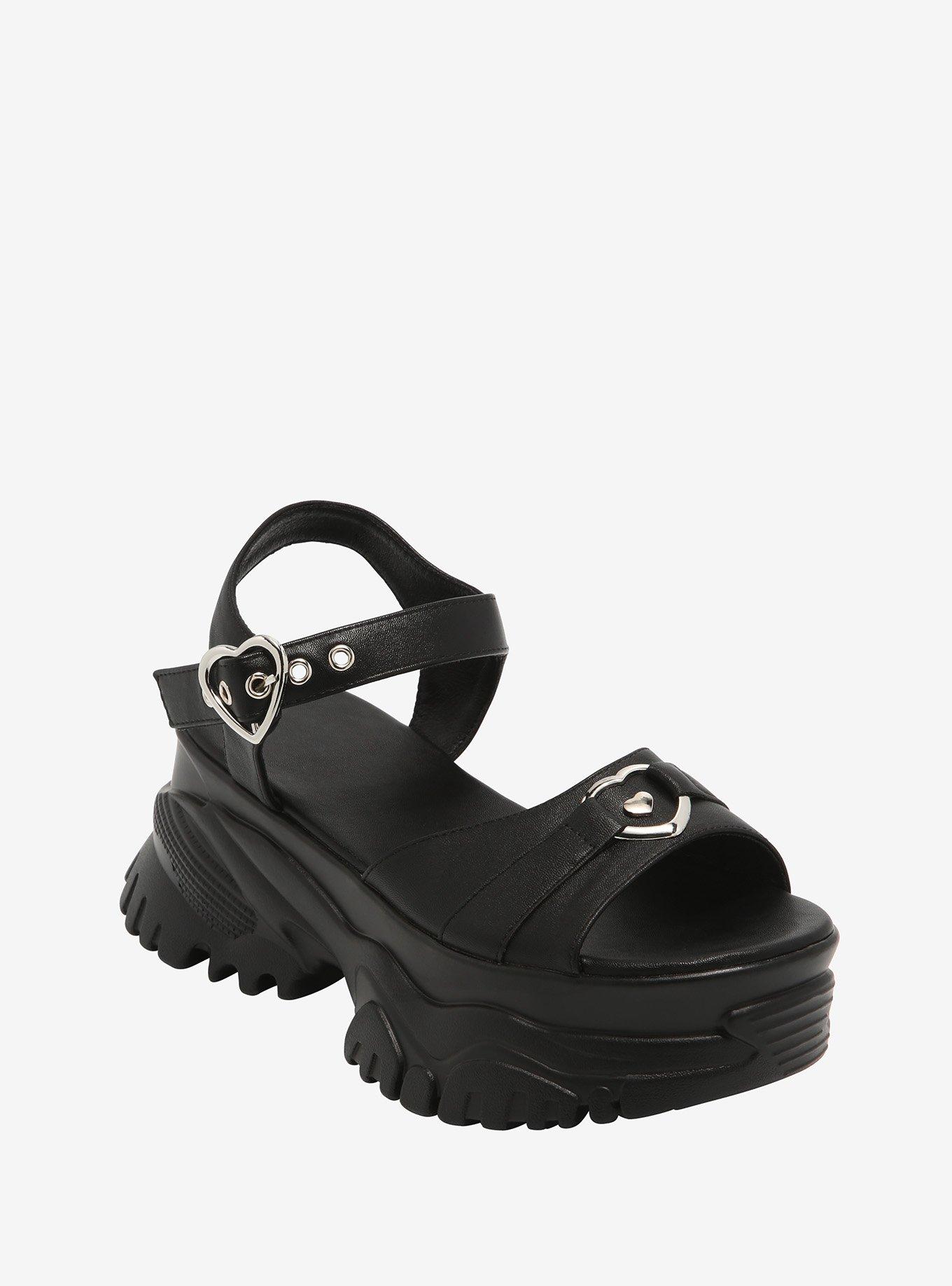 Black Heart Platform Sandals