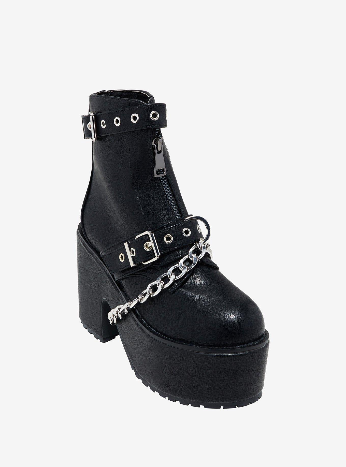 Black platform buckle outlet boots