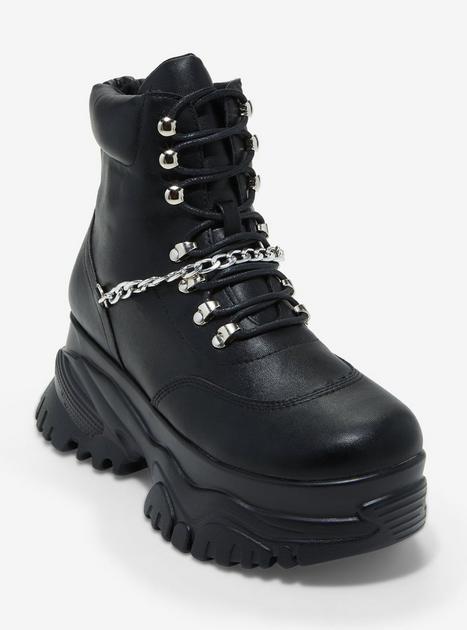 Black Chain Chunky Platform Boots | Hot Topic