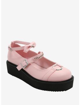 Pastel Pink & Black Heart Chain Mary Janes, , hi-res