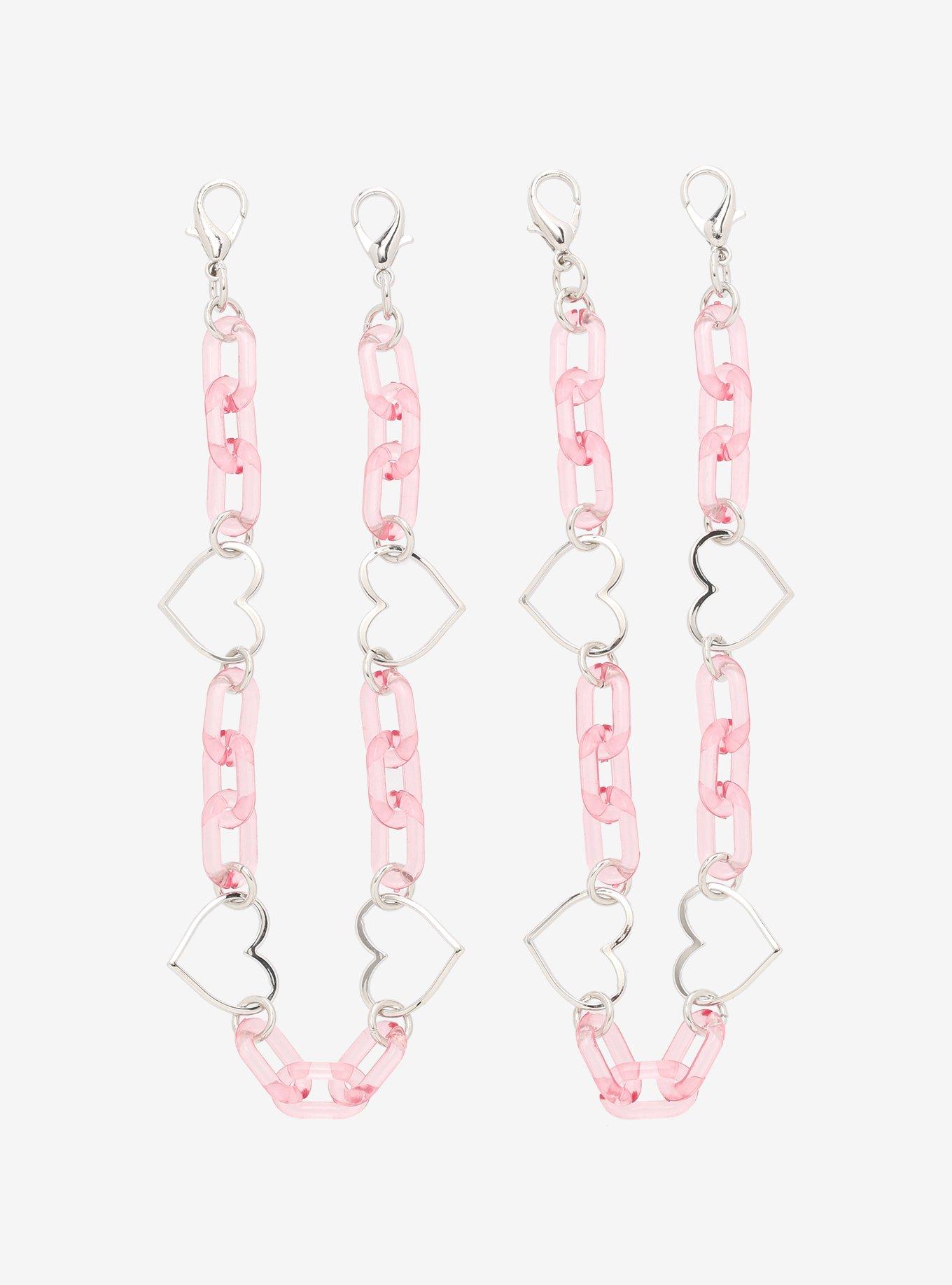 Pink Heart Chain Shoe Chain Set, , hi-res