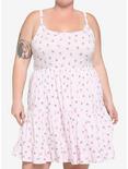 Pink Cat Roses Tiered Dress Plus Size, LAVENDER, hi-res