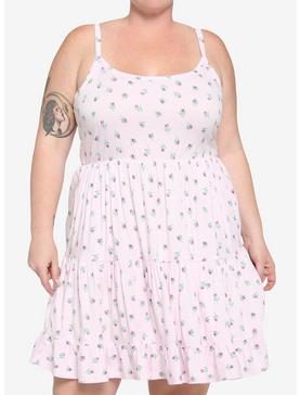 Pink Cat Roses Tiered Dress Plus Size, , hi-res