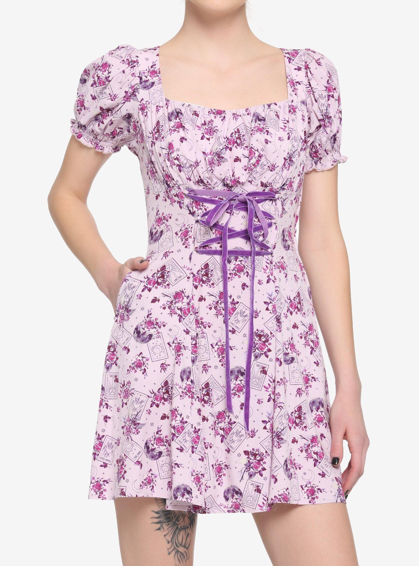Tarot Card & Rose Babydoll Dress, LAVENDER, hi-res