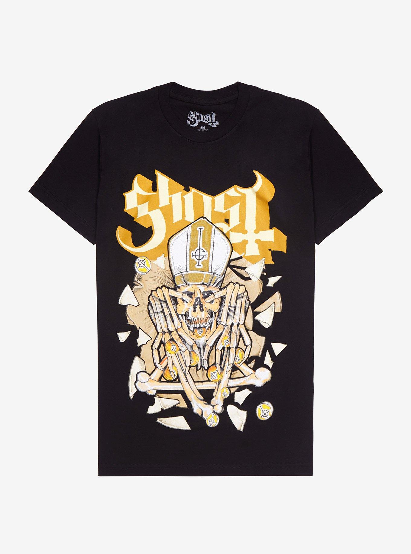 Ghost Papa Emeritus IV Bones Pentagram Girls T-Shirt, BLACK, hi-res