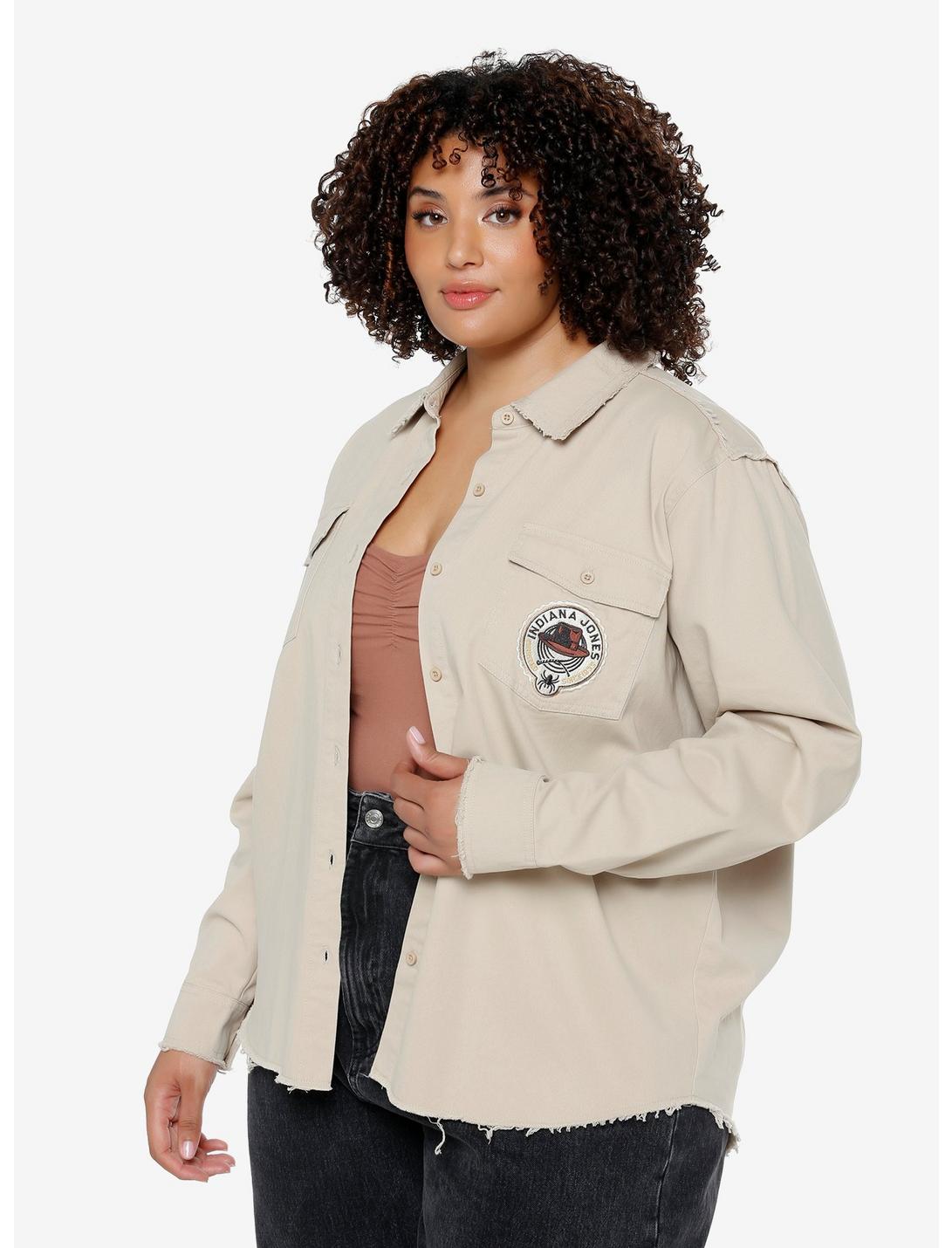 Our Universe Indiana Jones Patch Plus Size Utility Overshirt - BoxLunch Exclusive, TANBEIGE, hi-res