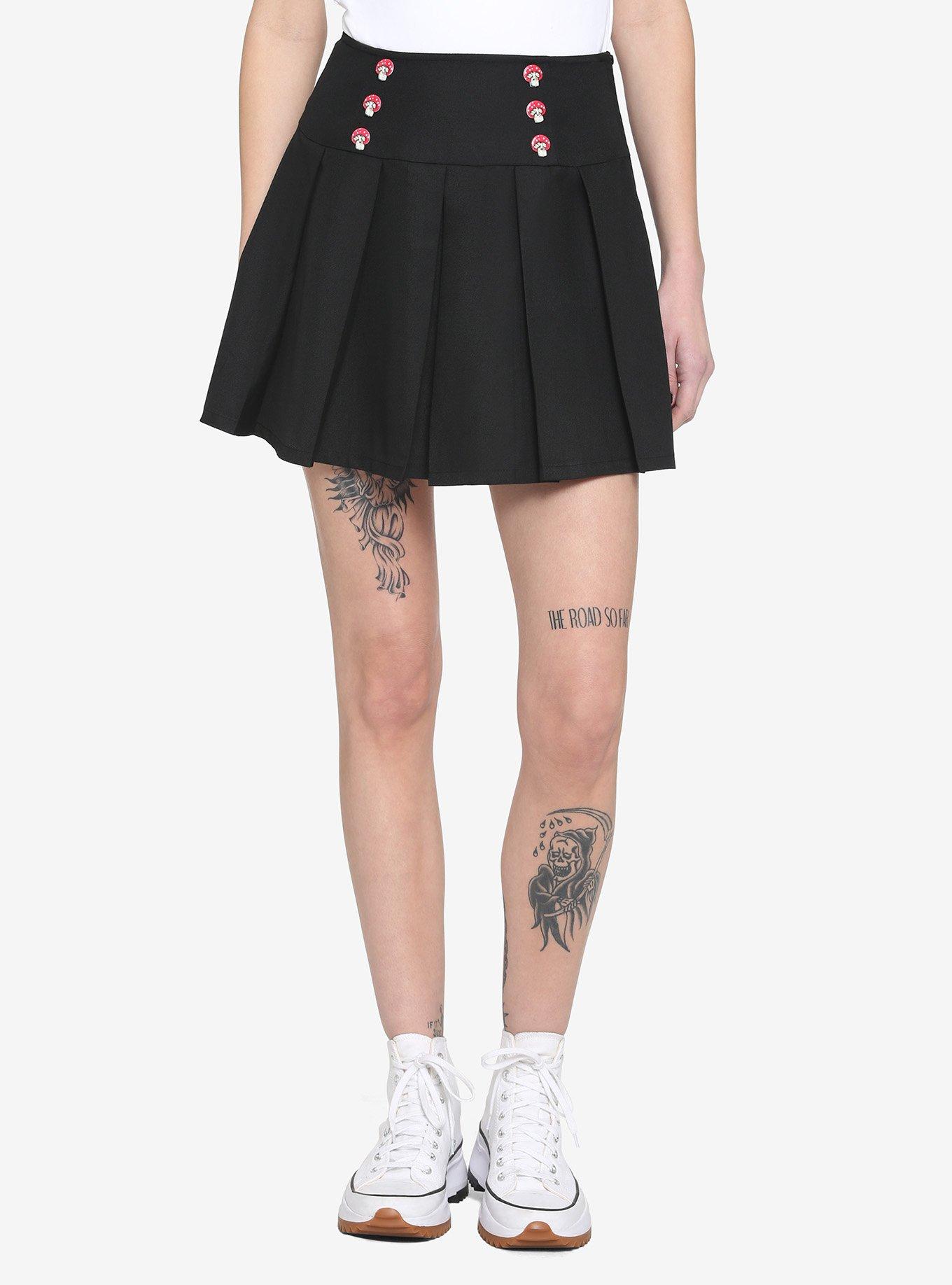 Black Mushroom Button Sailor Skirt | Hot Topic