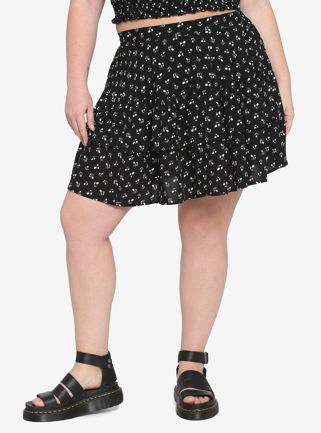 Black & White Mushroom Ruffle Skirt Plus Size Hot Topic