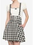 Ivory & Black Plaid Bow Suspender Skirt, PLAID, hi-res