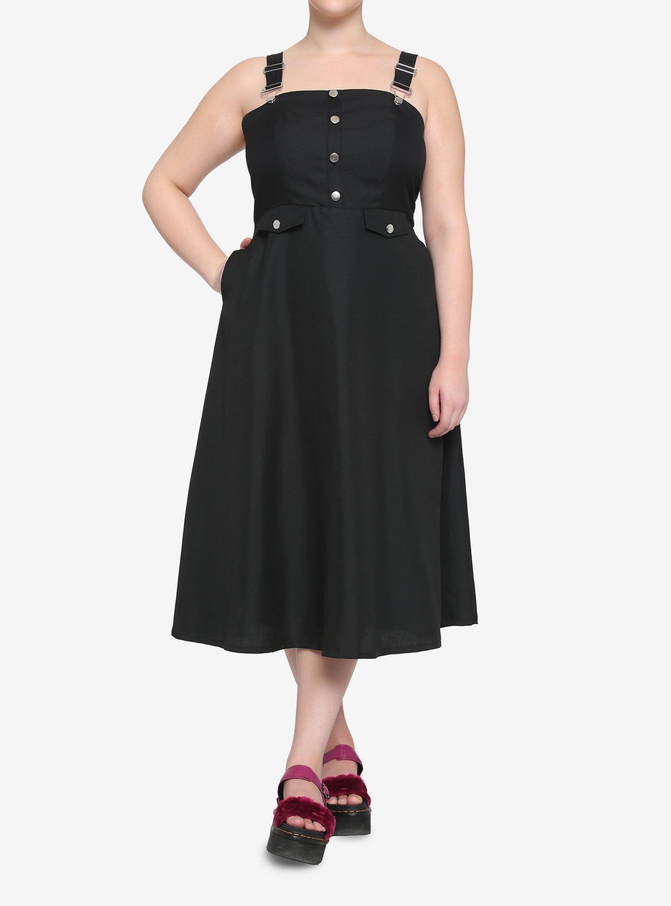 Black Midi Skirtall Plus Size, BLACK, hi-res