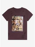 Indiana Jones Portrait Distressed Women's Plus Size T-Shirt - BoxLunch Exclusive, BROWN, hi-res