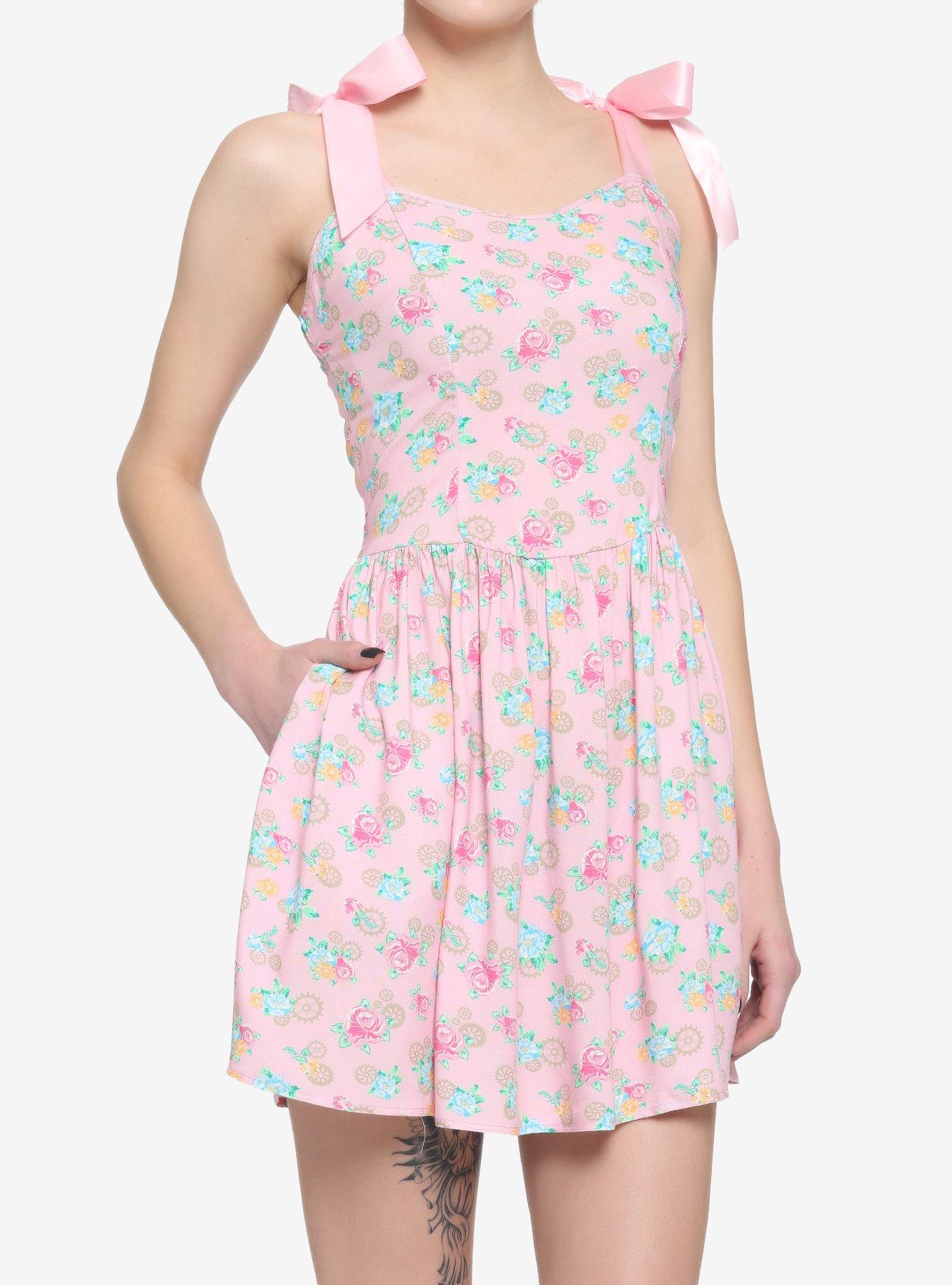 Pink Floral Gears Sweetheart Dress, PINK, hi-res