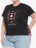 Sakura Moon Tarot Card Lace-Up Girls T-Shirt Plus Size, BLACK, hi-res