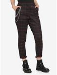 Red & Black Grid Pants With Detachable Chain, BLACK  RED, hi-res