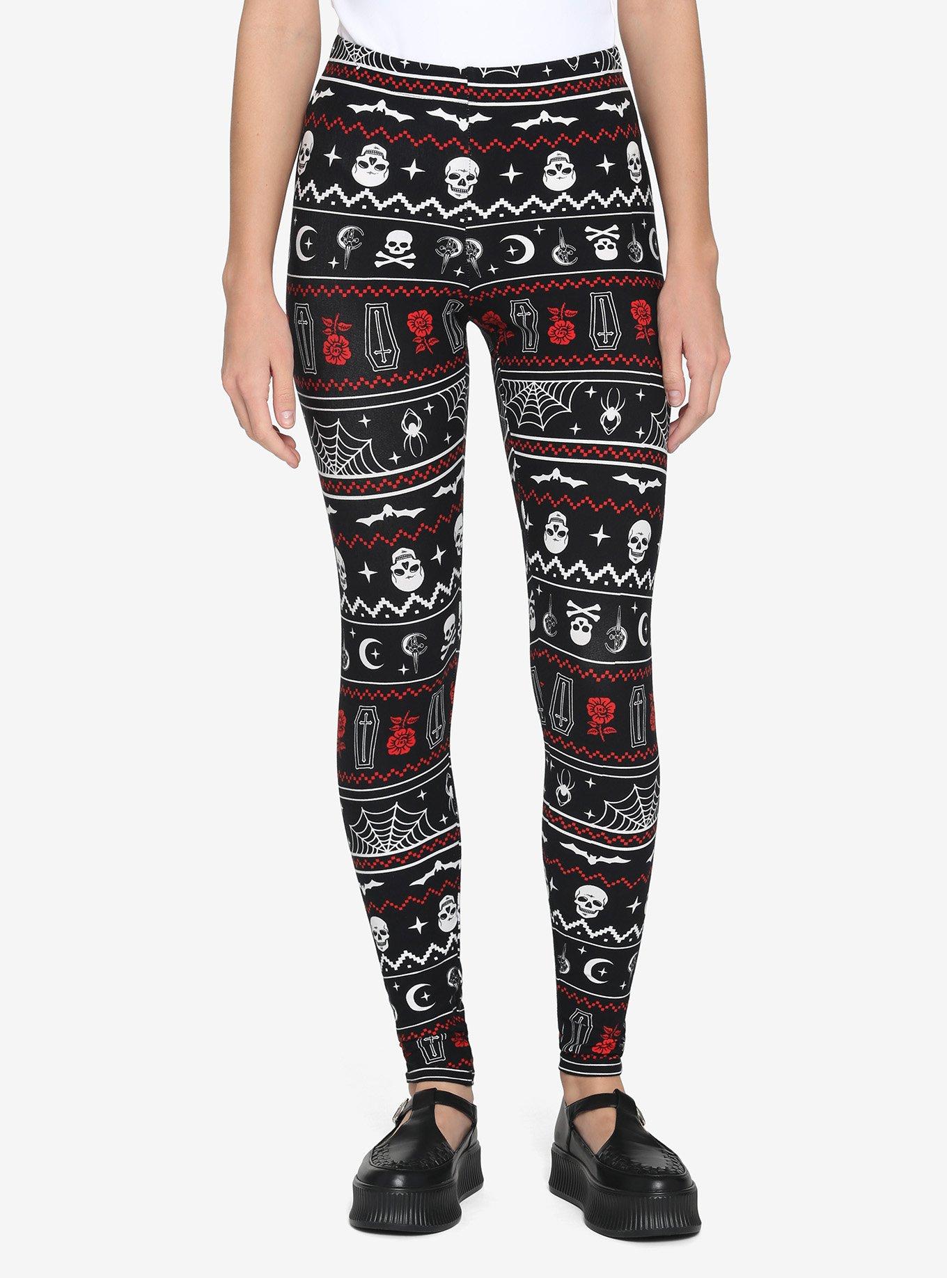 Creepy Fair Isle Leggings, BLACK, hi-res