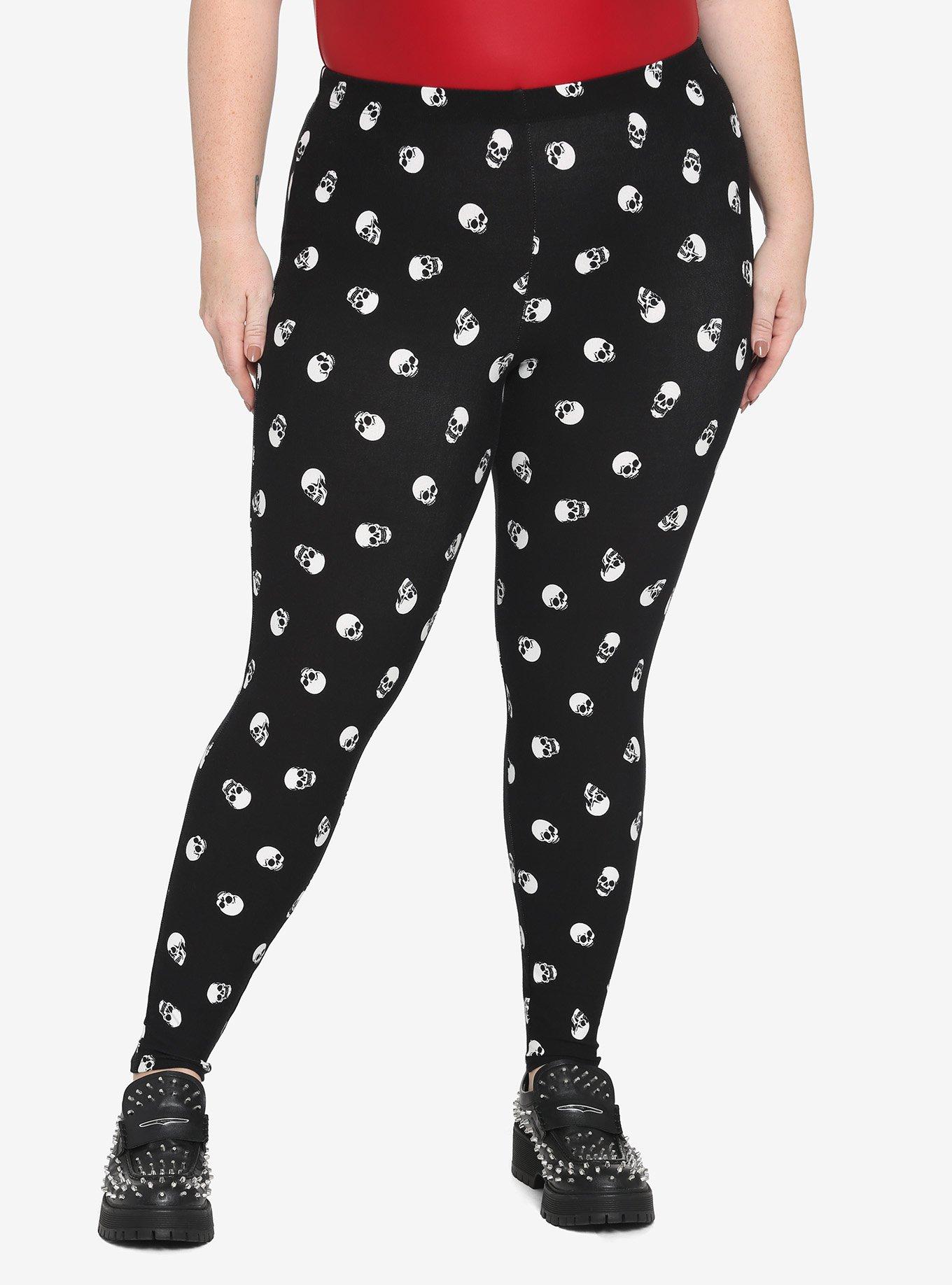 Allover Skull Print Leggings, BLACK, hi-res