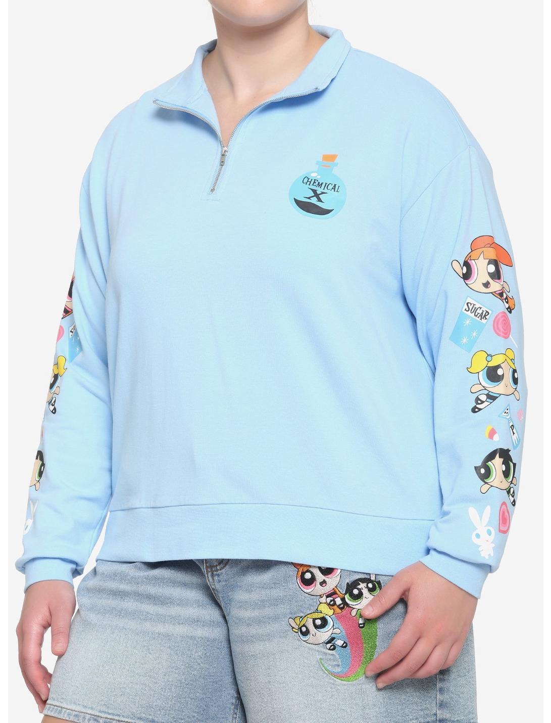 The Powerpuff Girls Half-Zipper Sweatshirt Plus Size, MULTI, hi-res