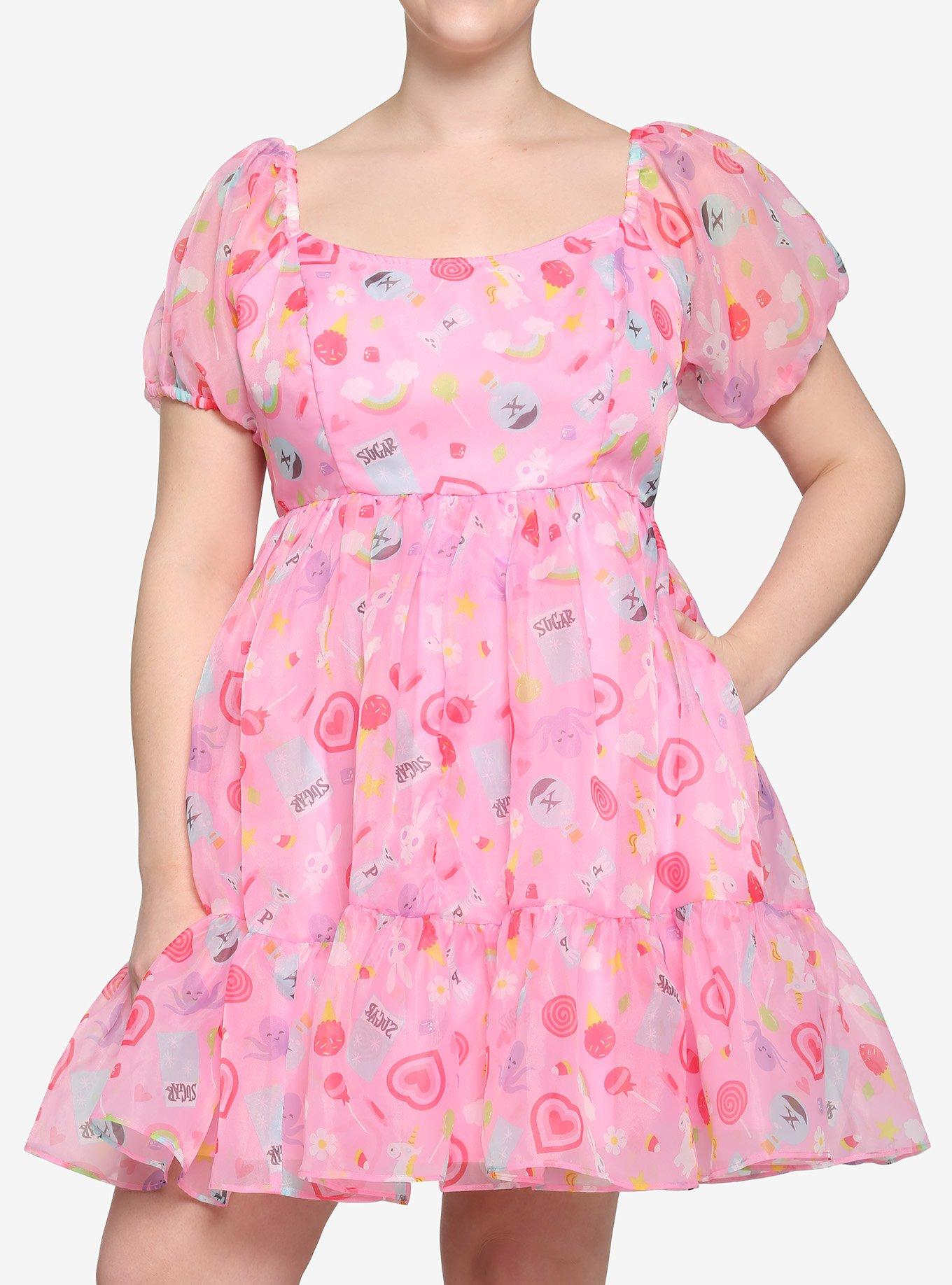 The Powerpuff Girls Ingredients Puffy Organza Dress Plus Size, MULTI, hi-res