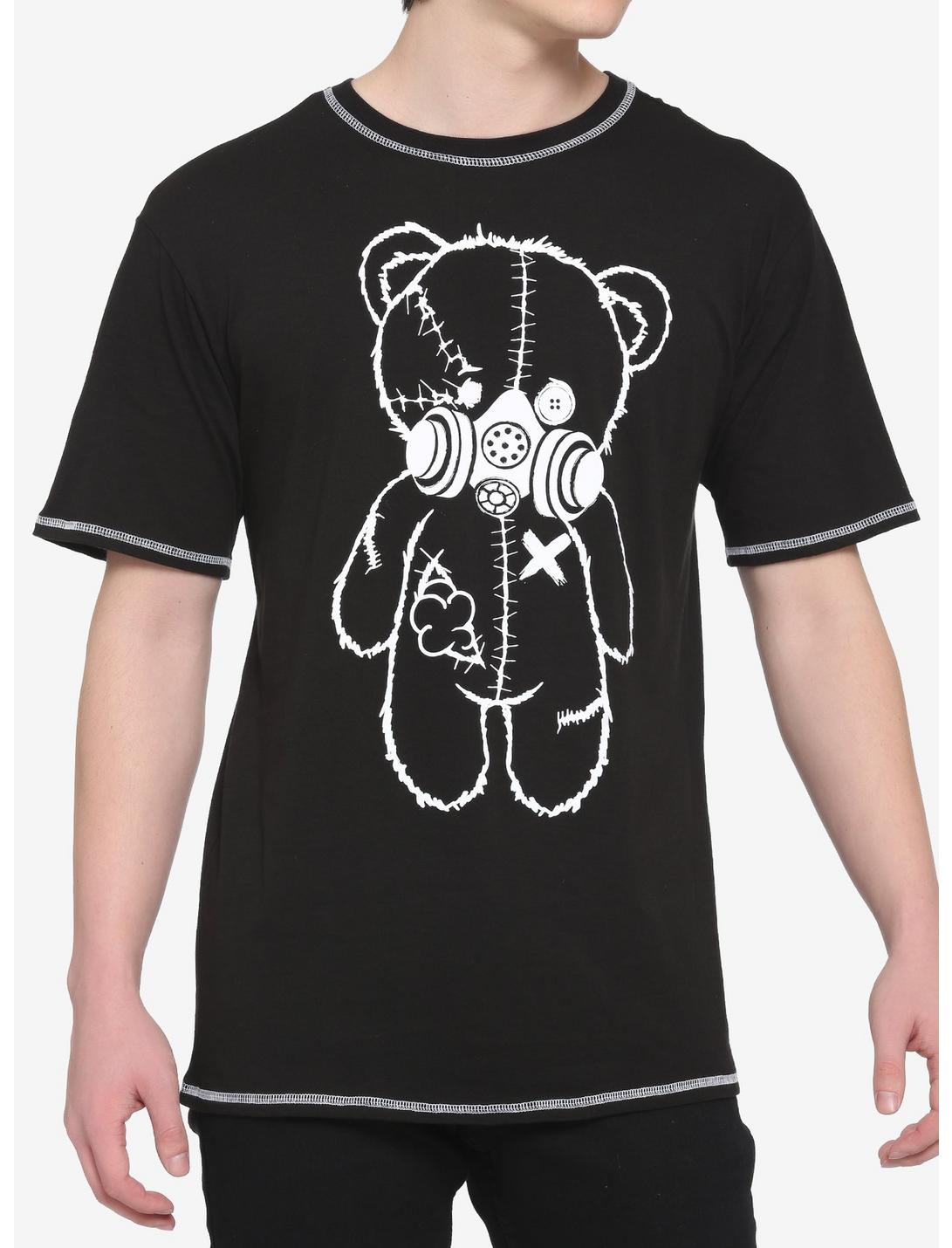 Black & White Contrast Masked Bear T-Shirt, BLACK, hi-res