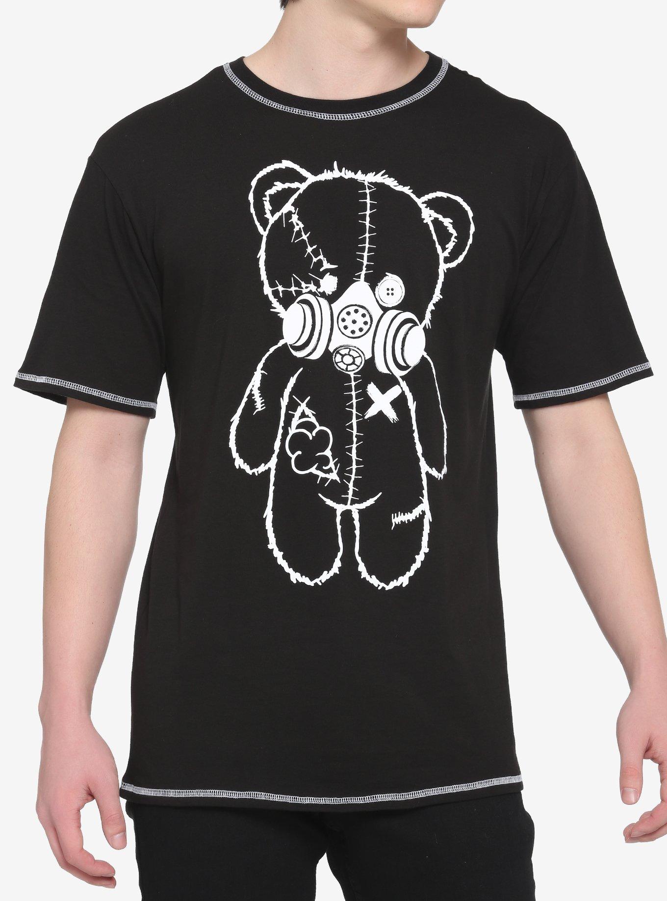 Black & White Contrast Masked Bear T-Shirt, BLACK, hi-res