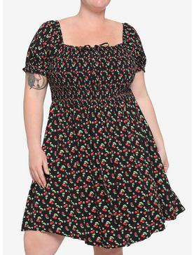 Cherry Skull Smocked Dress Plus Size, , hi-res