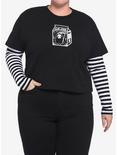 Goth Milk Black & White Twofer Girls Crop Long-Sleeve T-Shirt Plus Size, STRIPES, hi-res