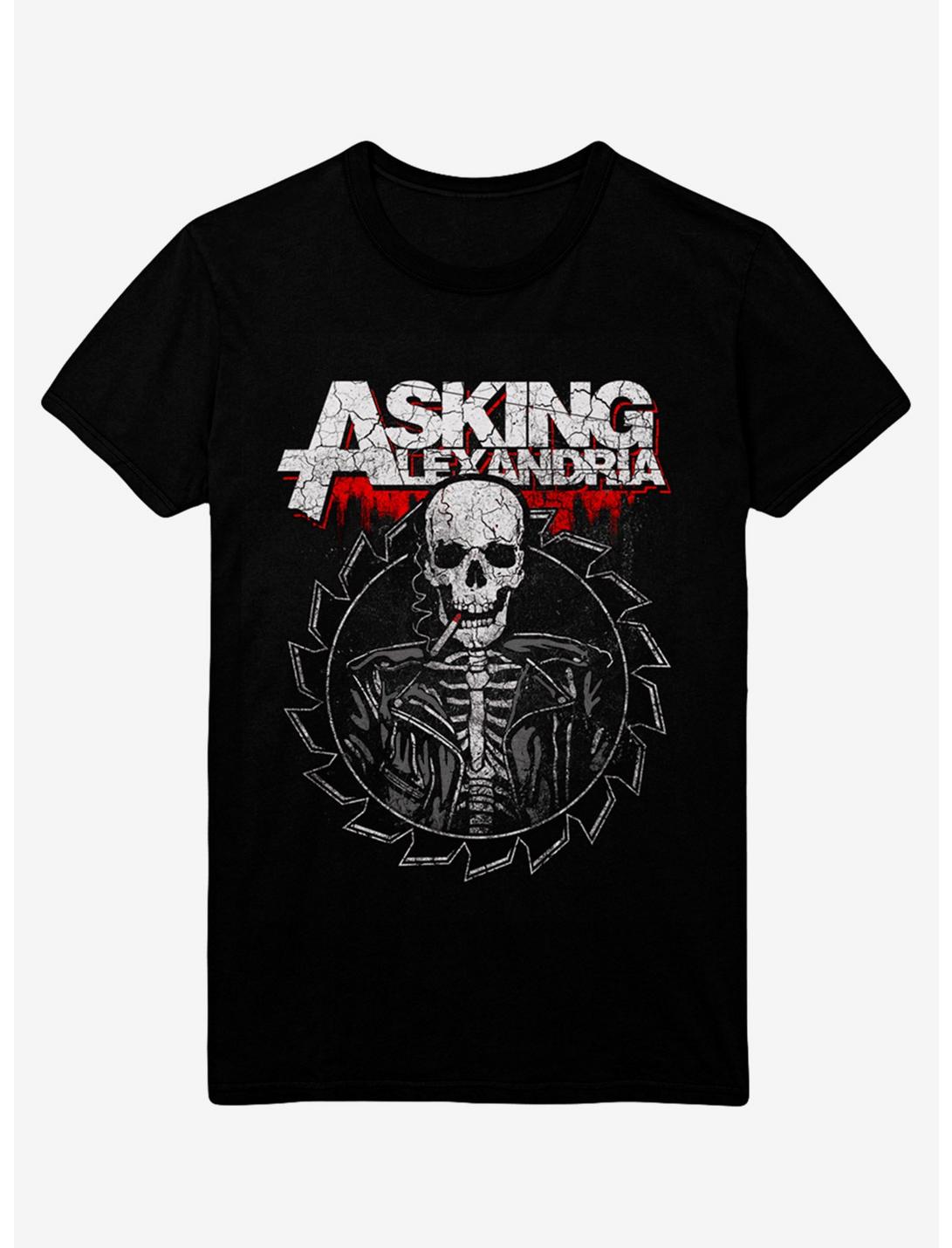 Asking Alexandria Smoking Skeleton T-Shirt, BLACK, hi-res
