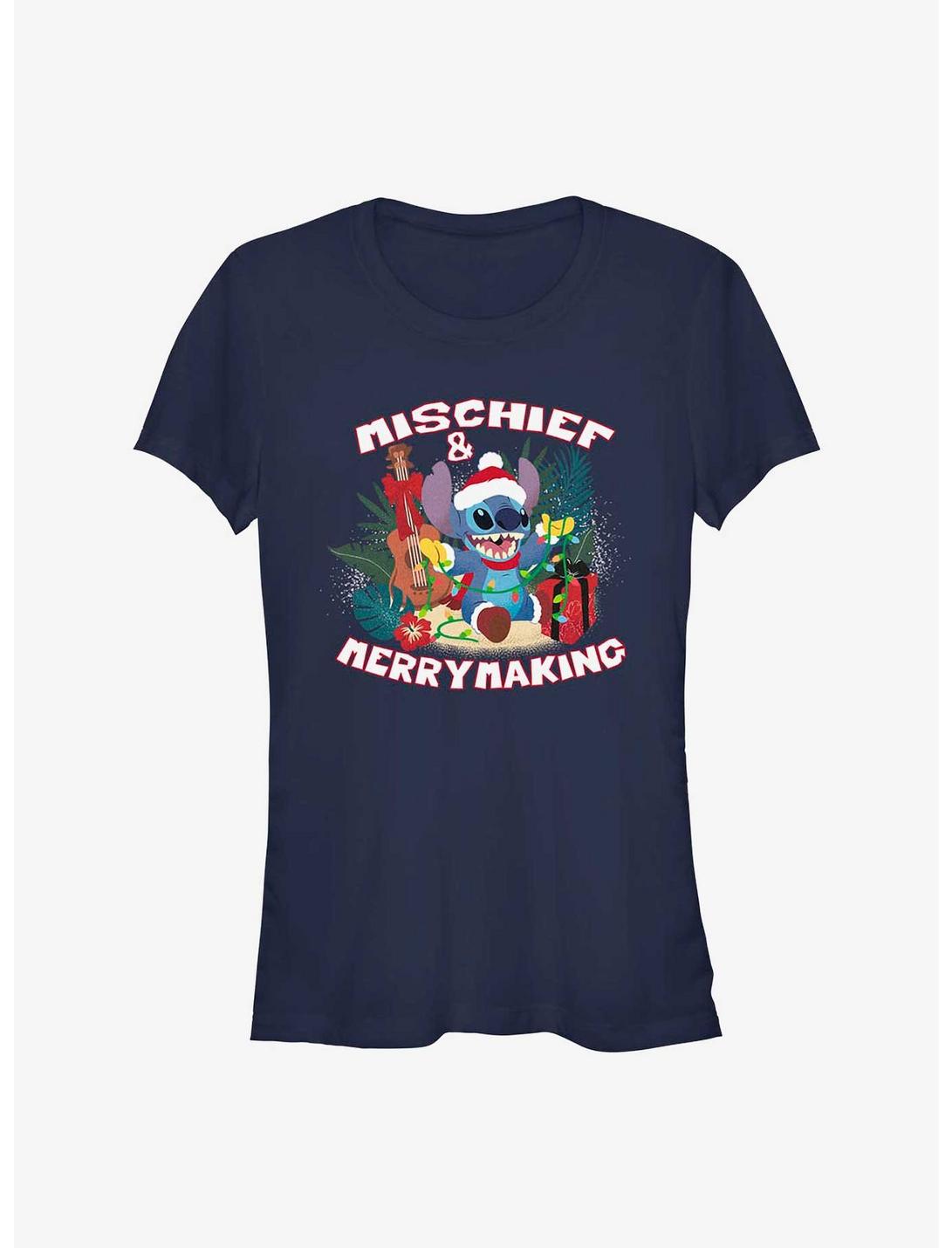 Disney Lilo & Stitch Mischief And Merrymaking Girls T-Shirt, NAVY, hi-res