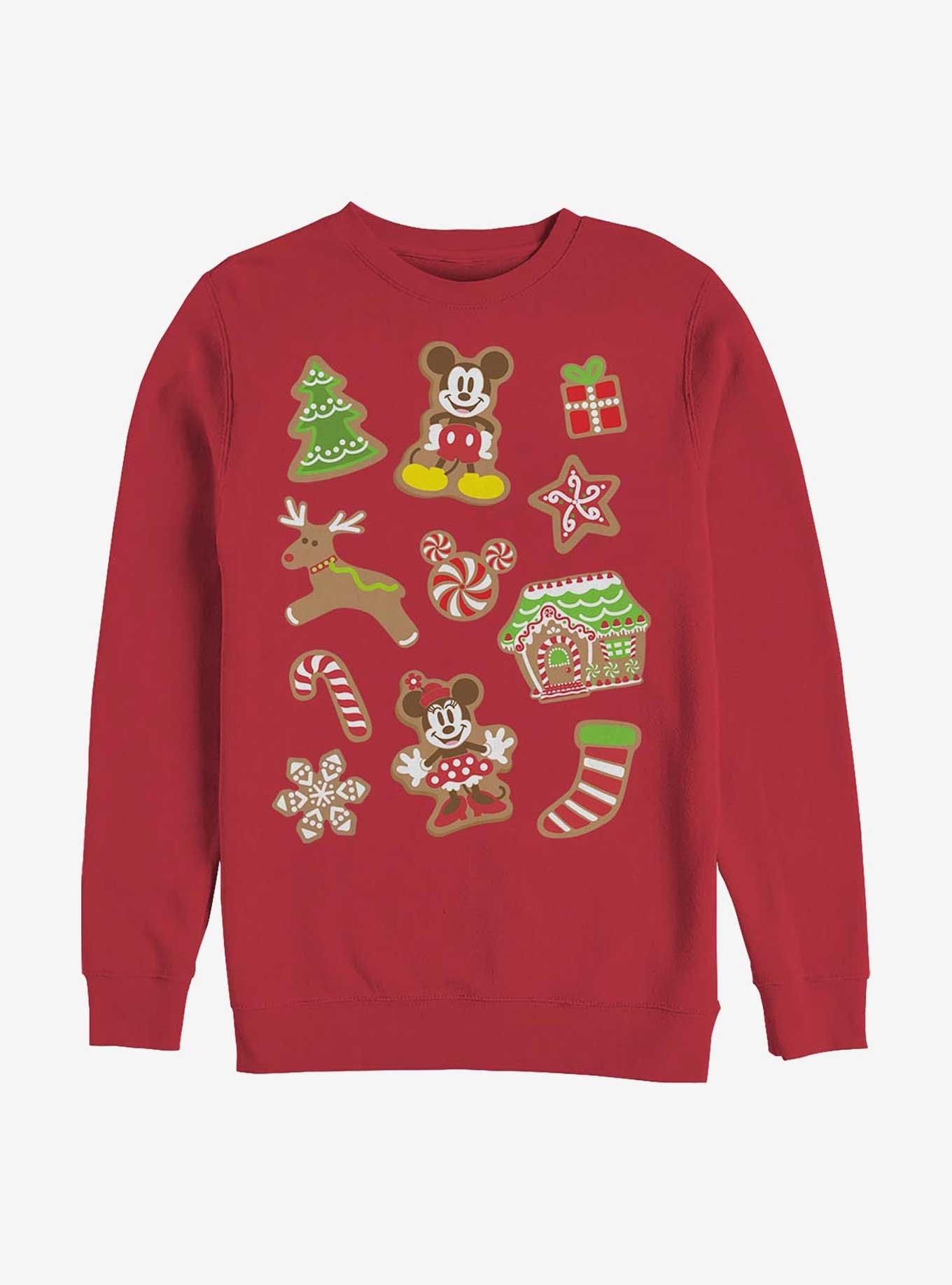 Disney Mickey Mouse & Minnie Mouse Holiday Gingerbread Cookies Sweatshirt, RED, hi-res