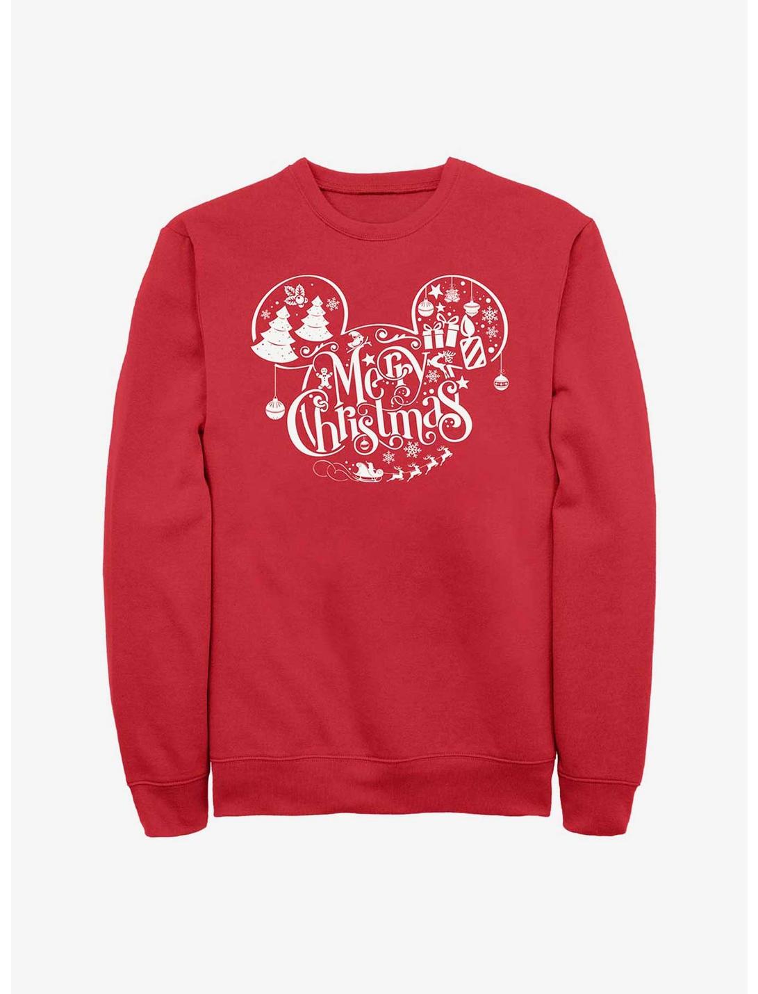 Disney Mickey Mouse Holiday Ears Crew Sweatshirt, RED, hi-res
