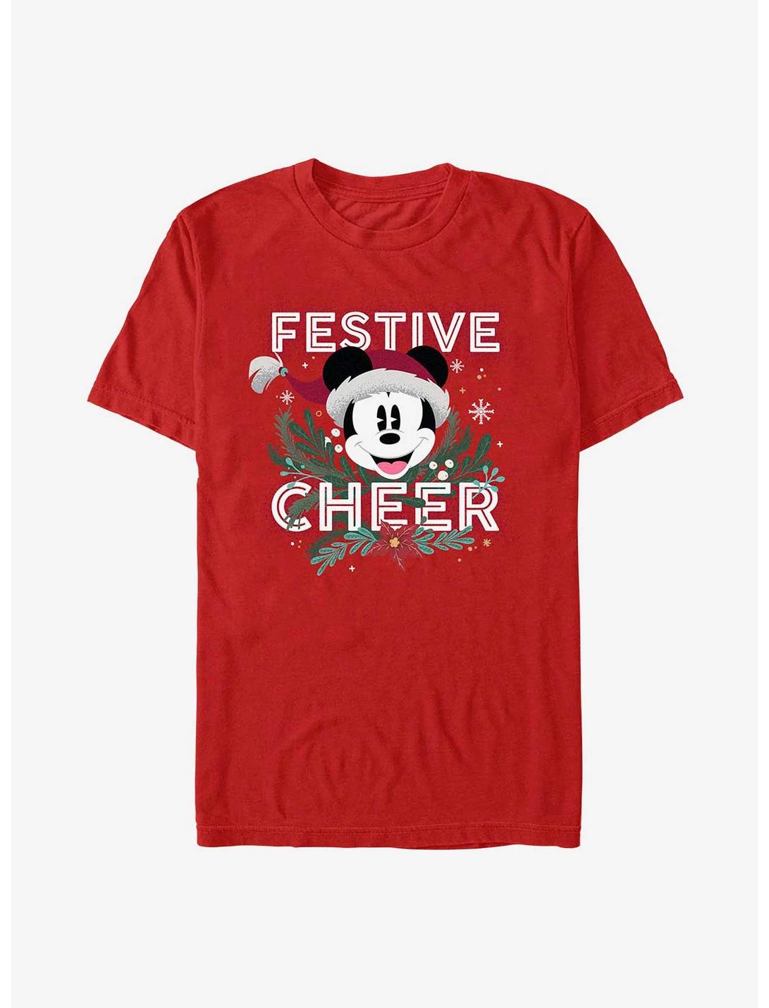 Disney Mickey Mouse Festive Cheer T-Shirt, RED, hi-res