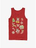 Disney Mickey Mouse & Minnie Mouse Holiday Gingerbread Cookies Tank Top, RED, hi-res
