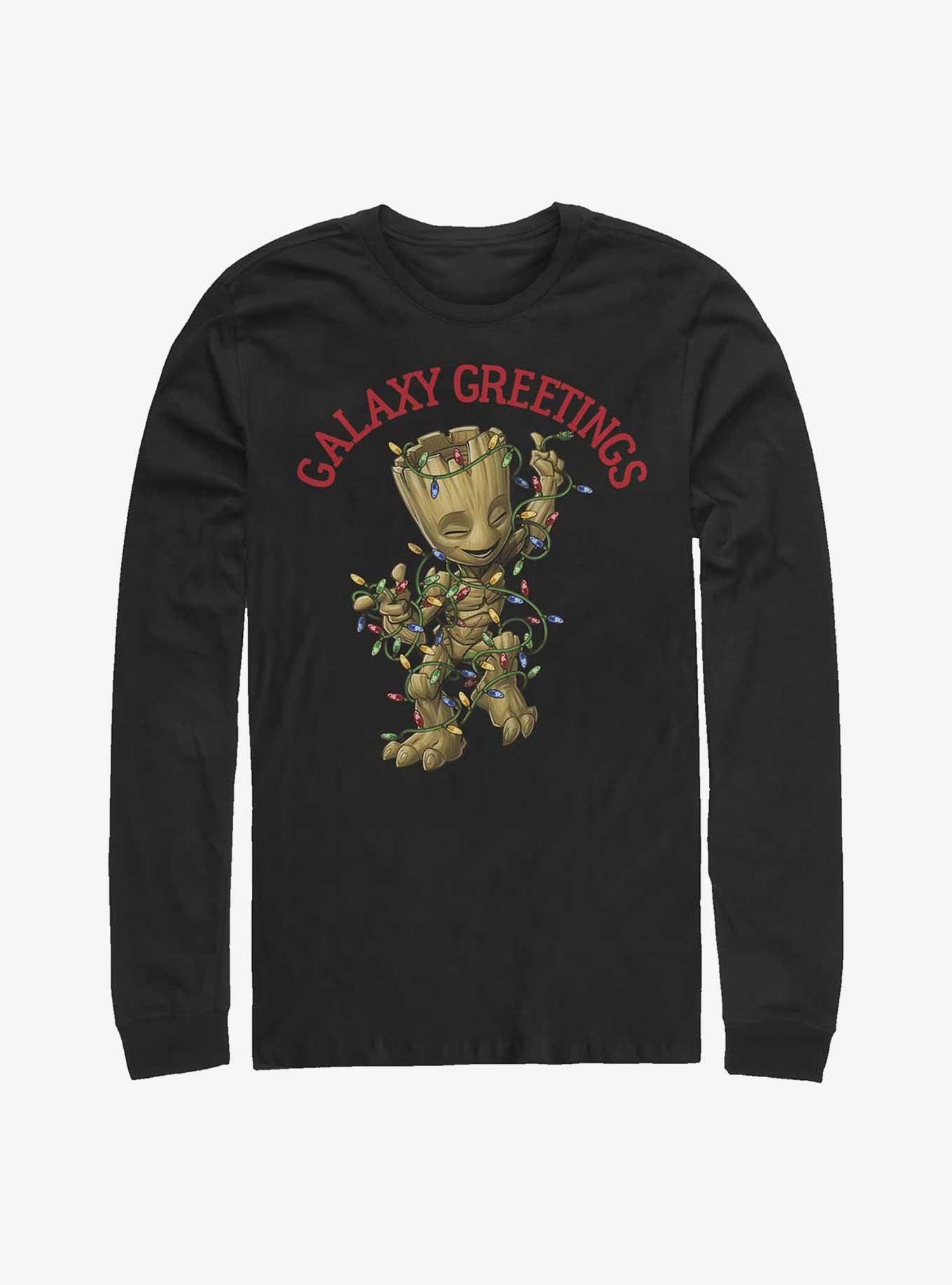 Marvel Galaxy Greetings Baby Groot Long-Sleeve T-Shirt, BLACK, hi-res