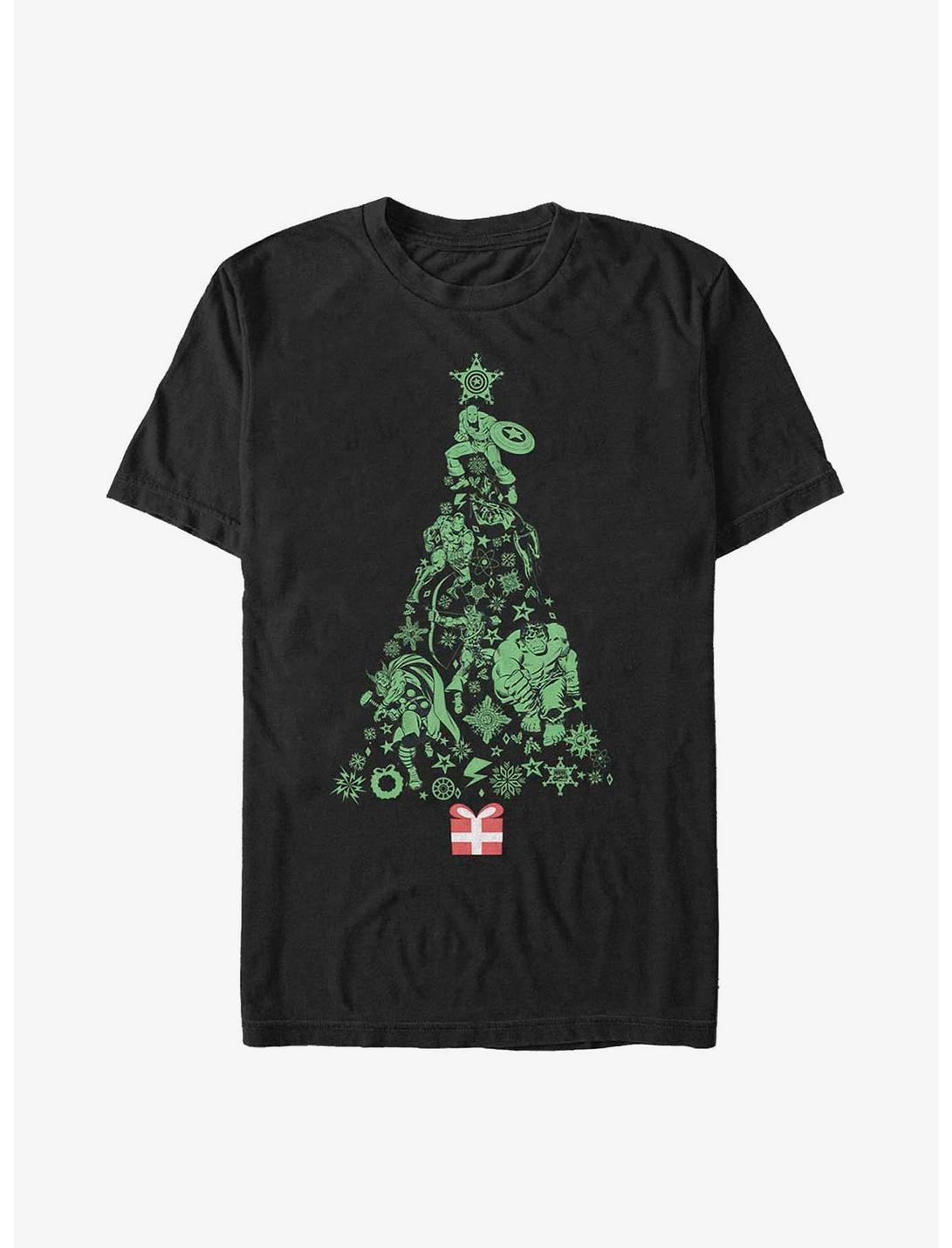 Marvel Holiday Icon Tree T-Shirt, BLACK, hi-res