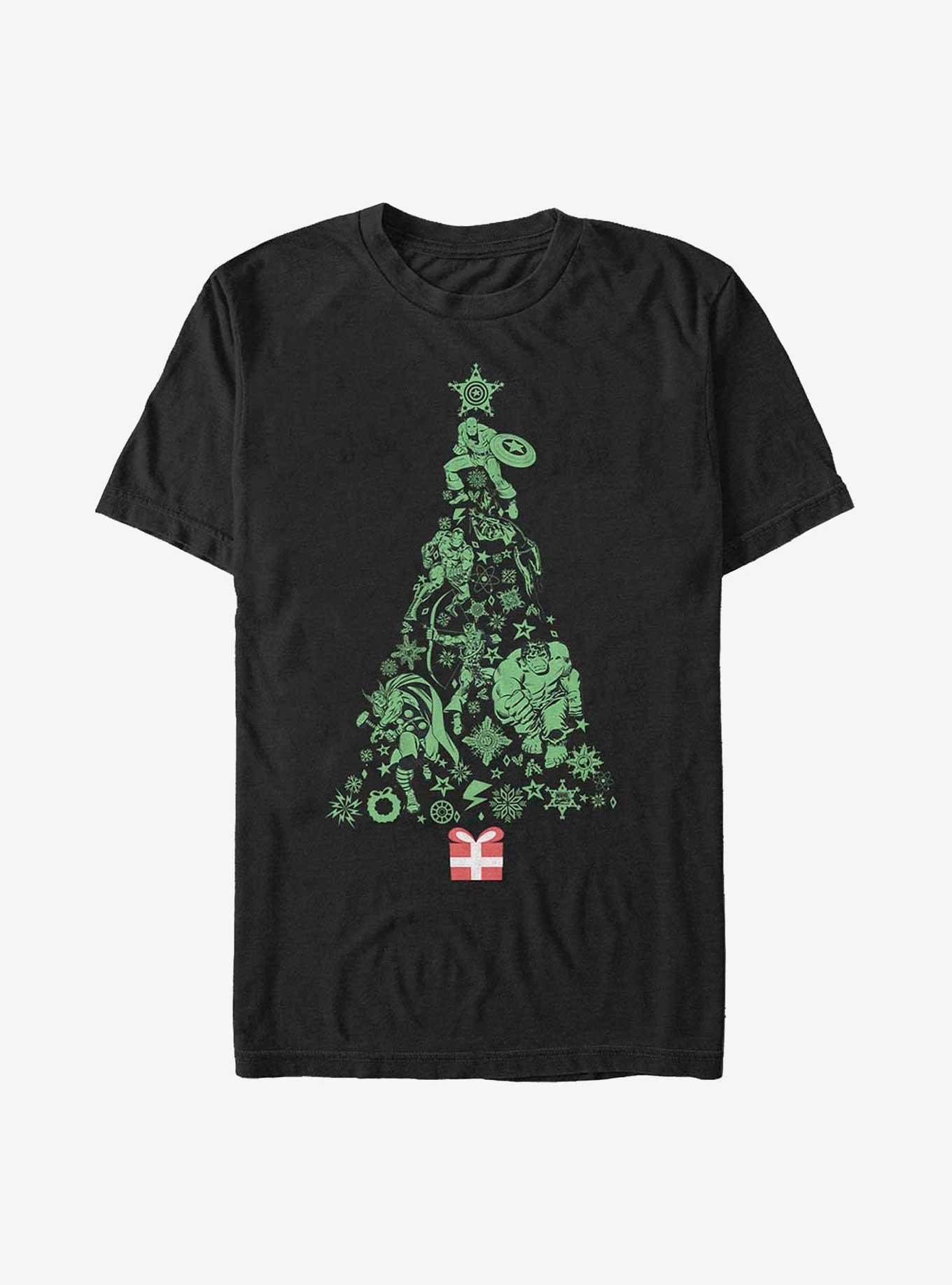 Marvel Holiday Icon Tree T-Shirt, BLACK, hi-res