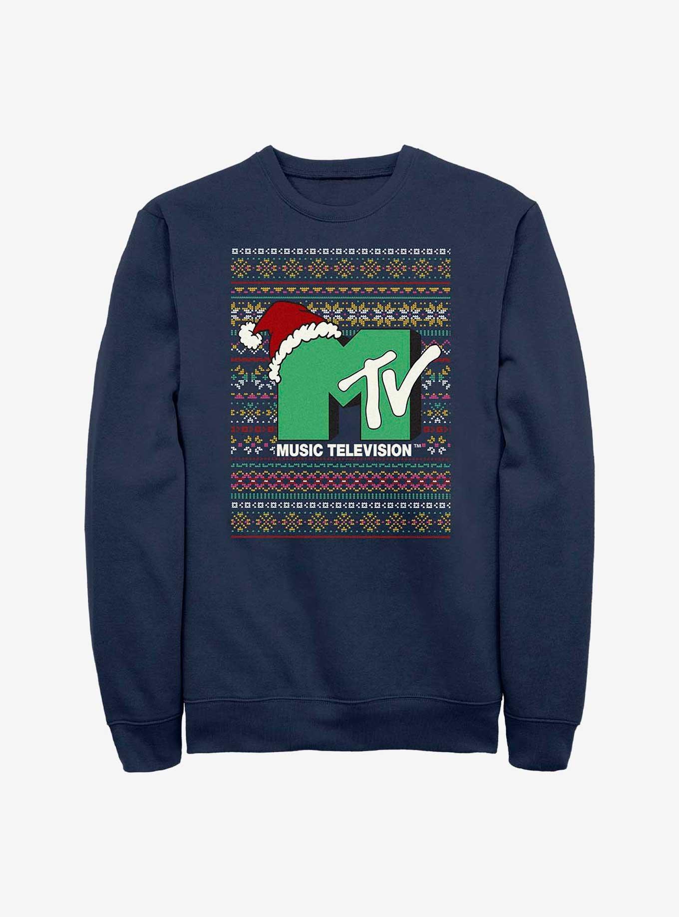 MTV Ugly Holiday Crew Sweatshirt, NAVY, hi-res