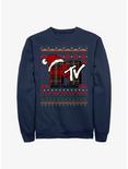 MTV Ugly Santa Hat Crew Sweatshirt, NAVY, hi-res