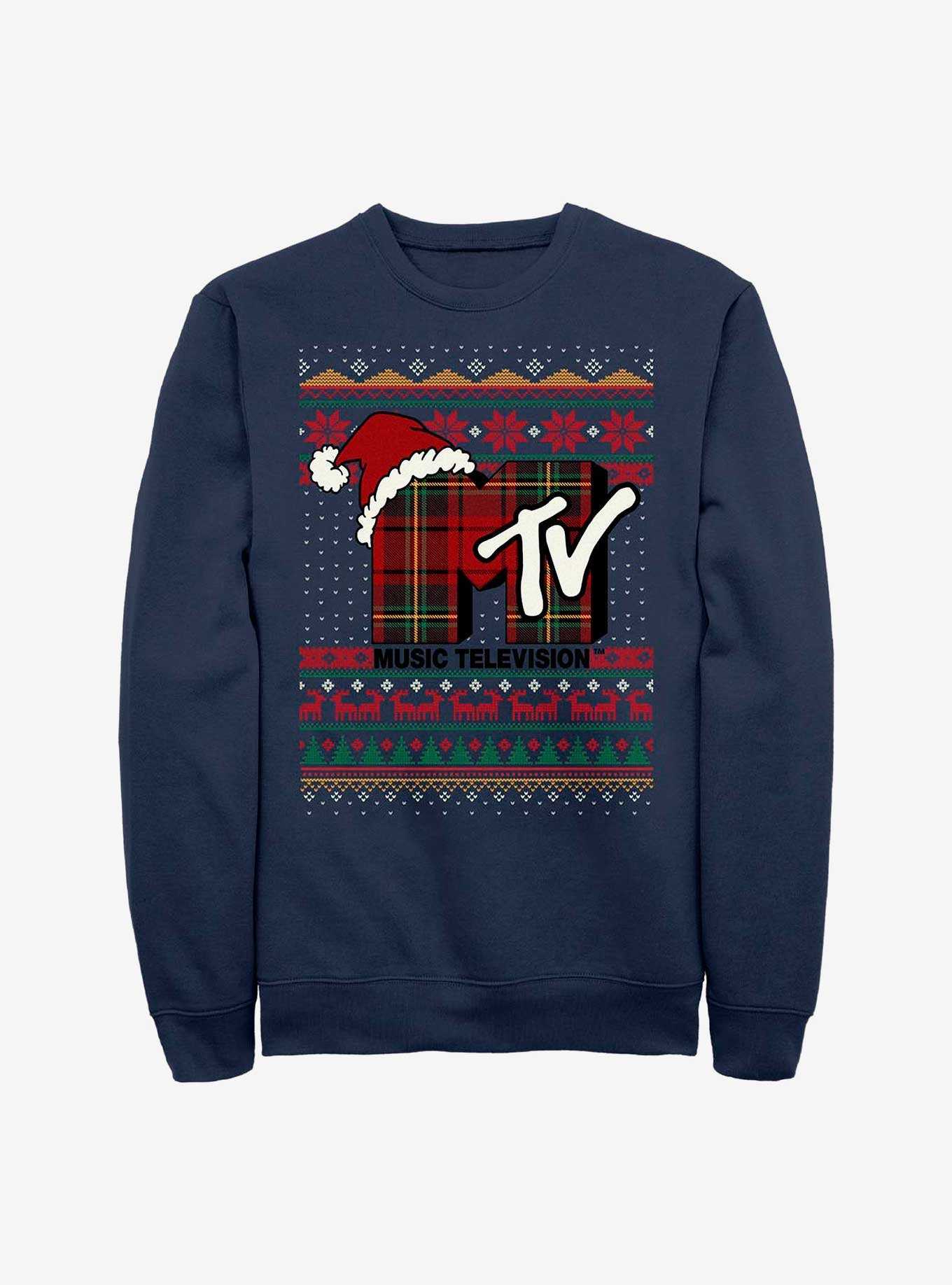 MTV Ugly Santa Hat Crew Sweatshirt, , hi-res