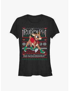 Rudolph The Red-Nosed Reindeer Rudolph Ugly Girls T-Shirt, BLACK, hi-res