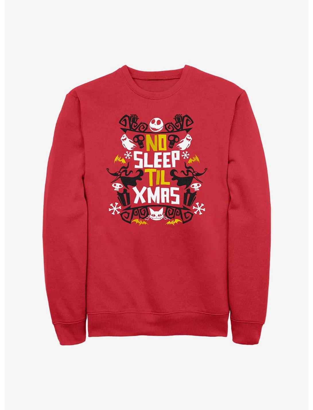 The Nightmare Before Christmas Jack No Sleep Till Xmas Sweatshirt, RED, hi-res