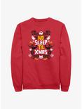 The Nightmare Before Christmas No Sleep Till Xmas Crew Sweatshirt, RED, hi-res