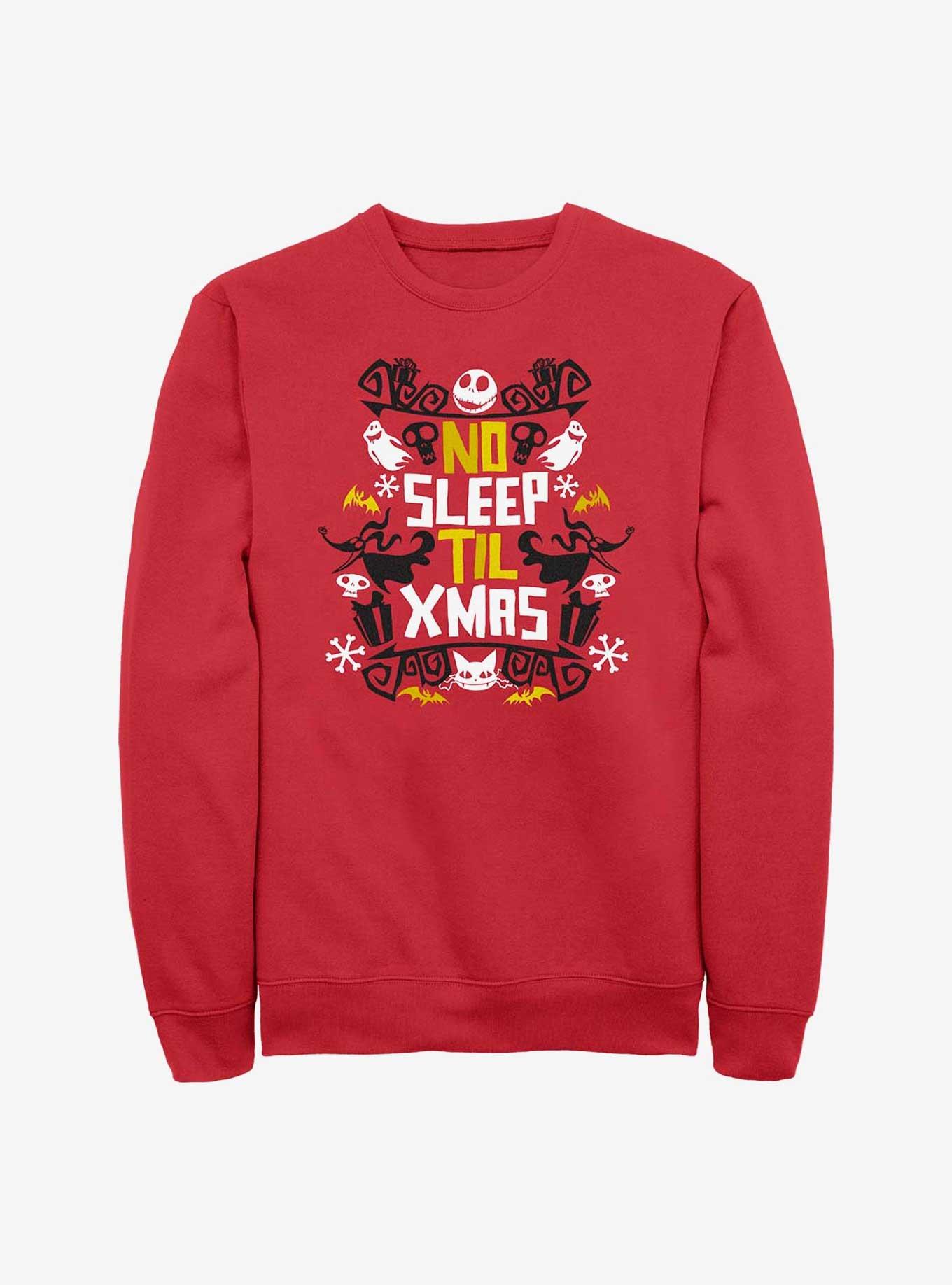 The Nightmare Before Christmas Jack No Sleep Till Xmas Sweatshirt, RED, hi-res