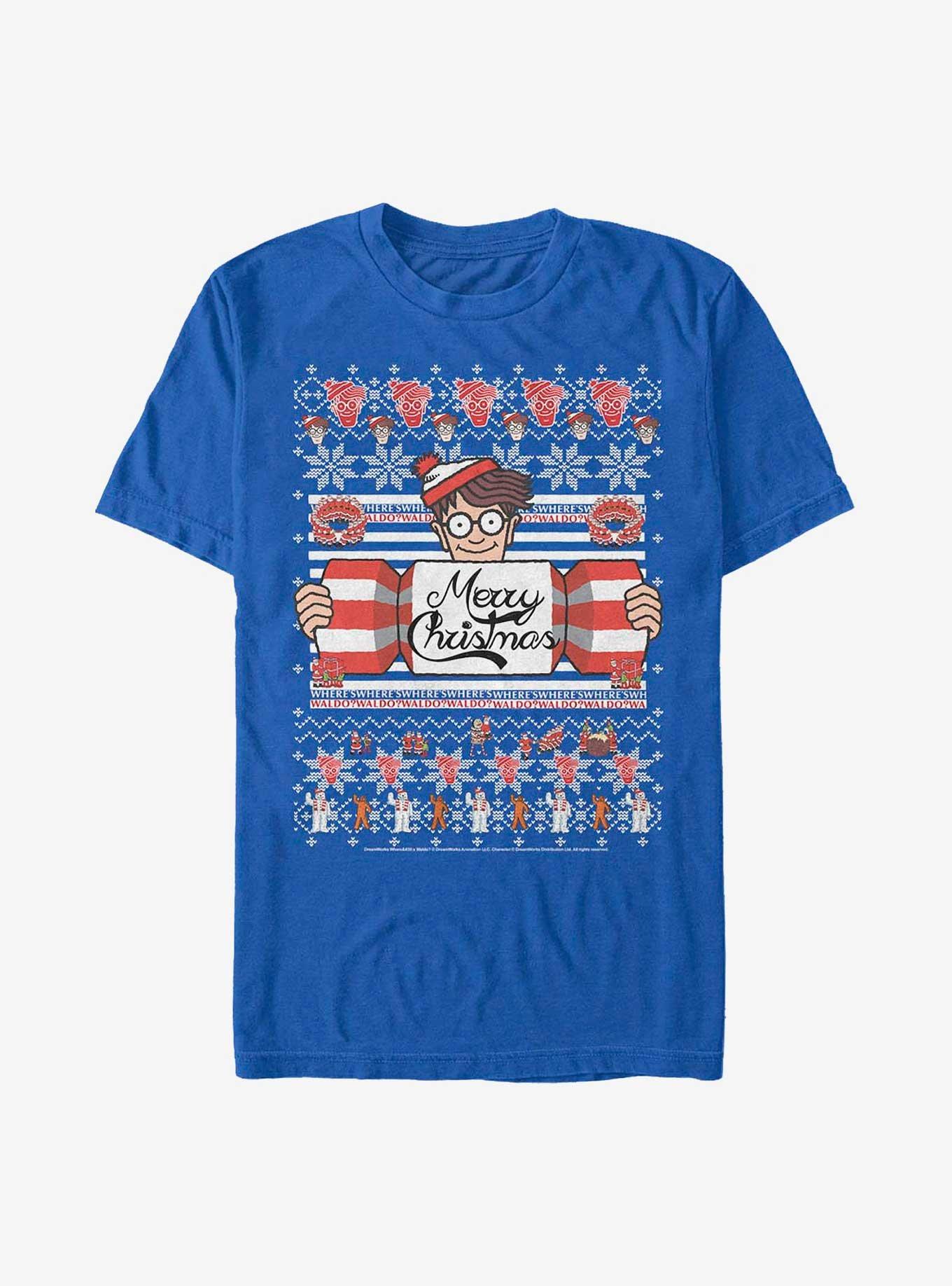 Where's Waldo? Ugly Holiday T-Shirt, ROYAL, hi-res