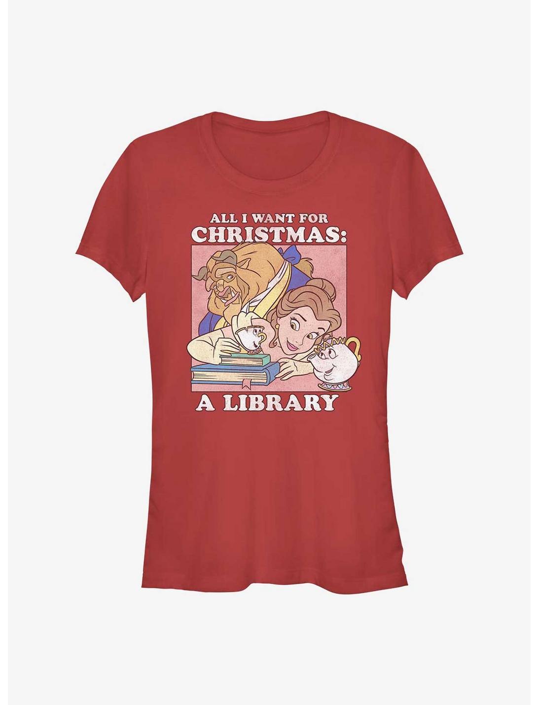 Disney Princess Belle All I Want For Christmas Girls T-Shirt, RED, hi-res