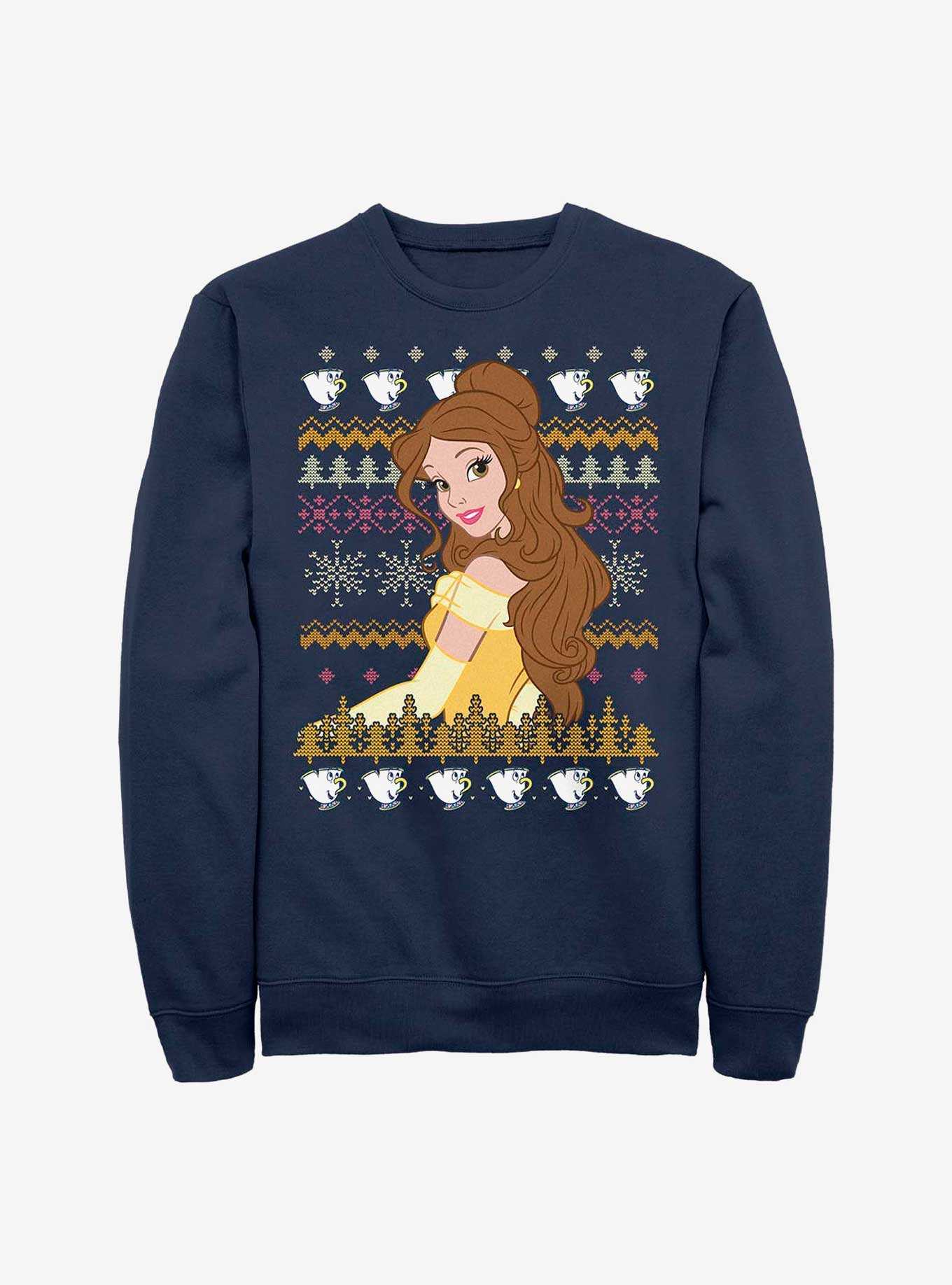 Disney Princess Belle Teacups Ugly Holiday Crew Sweatshirt, , hi-res