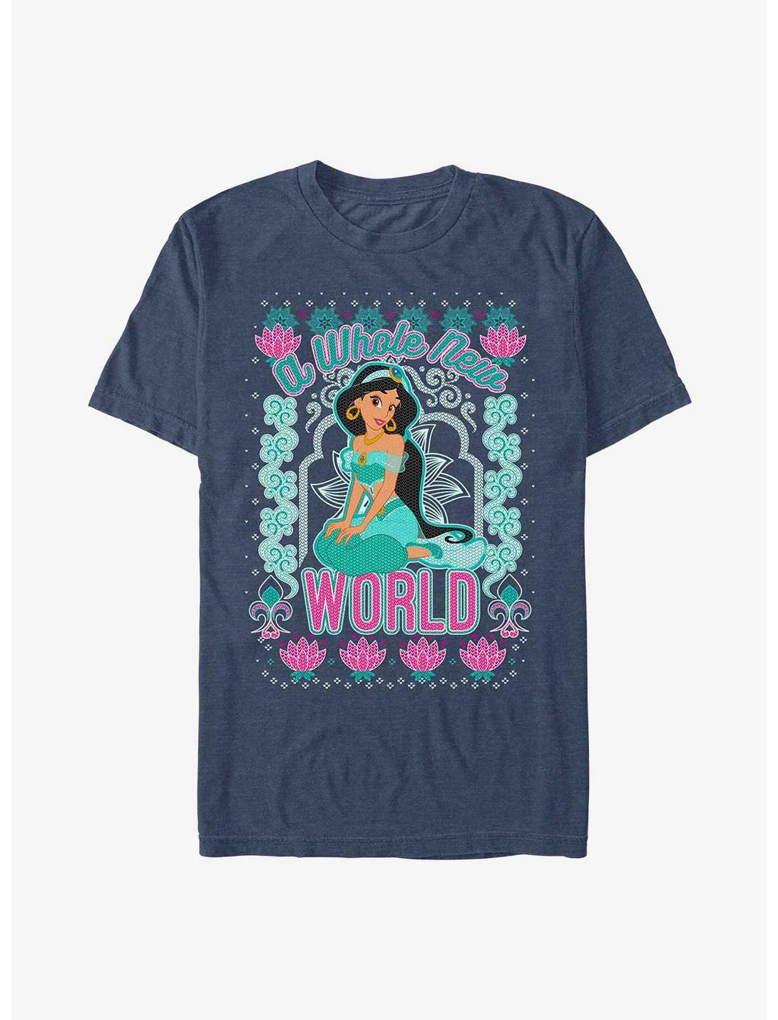 Disney Princess Jasmine World Ugly Holiday T-Shirt, NAVY HTR, hi-res
