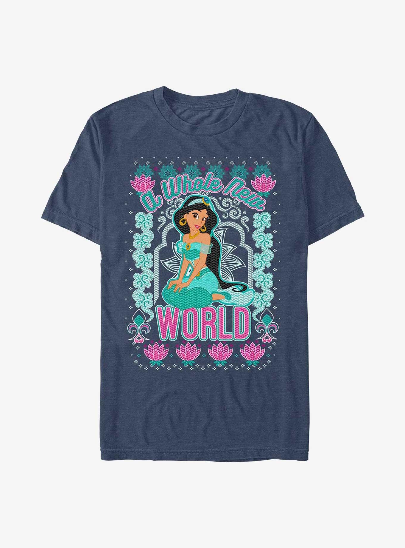 Disney Princess Jasmine World Ugly Holiday T-Shirt, NAVY HTR, hi-res